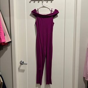 Women’s Magenta Off-Shoulder Jumpsuit, SIZE S